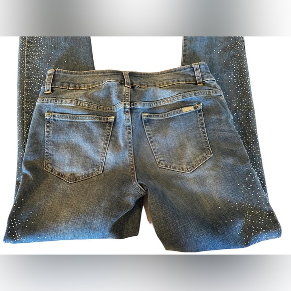 CHICOS so slimming silver sparkle embellished denim jeans size 00 skinny fit - Picture 9 of 9